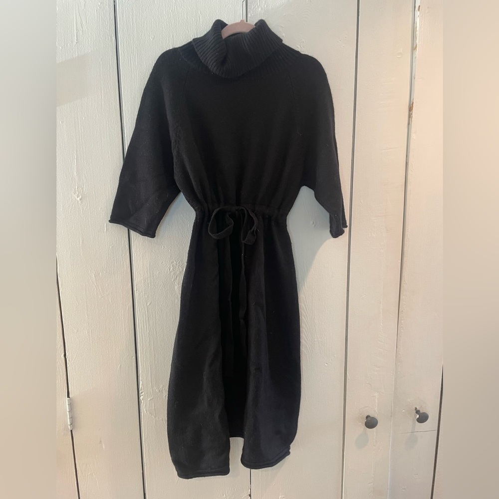 Elegant Black Turtleneck Knit Dress